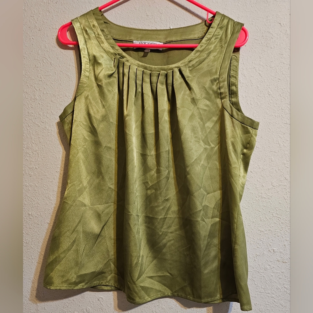KASPER sz.s pea green silk top